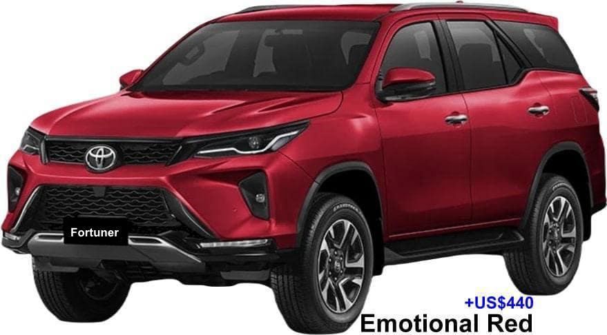 New Toyota Fortuner Leader body color: EMOTIONAL RED (option color +US$440)