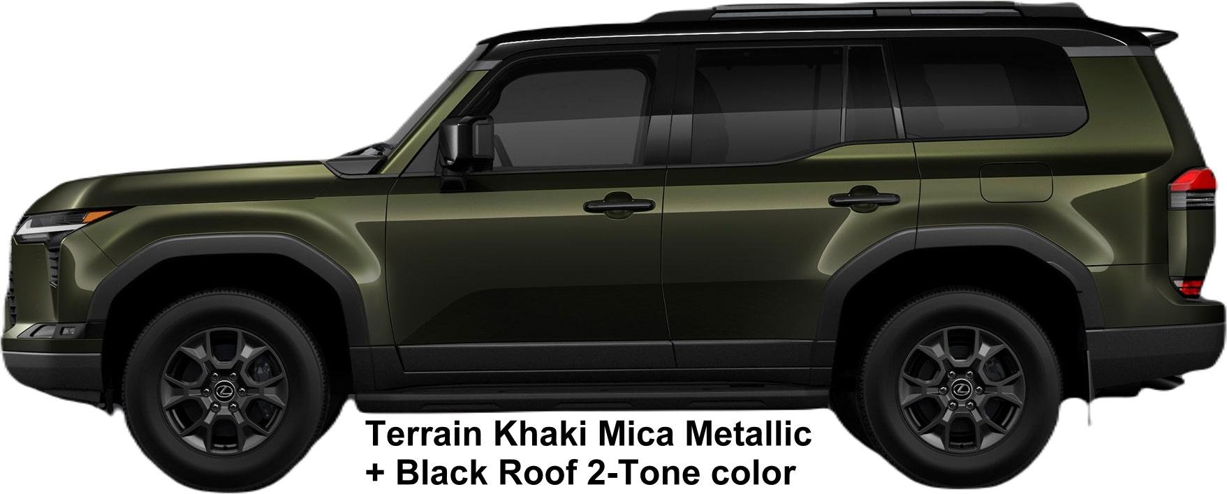 New Lexus GX550 Overtrail+ body color: Terrain Khaki Mica Metallic + Black Roof (Two Tone color)