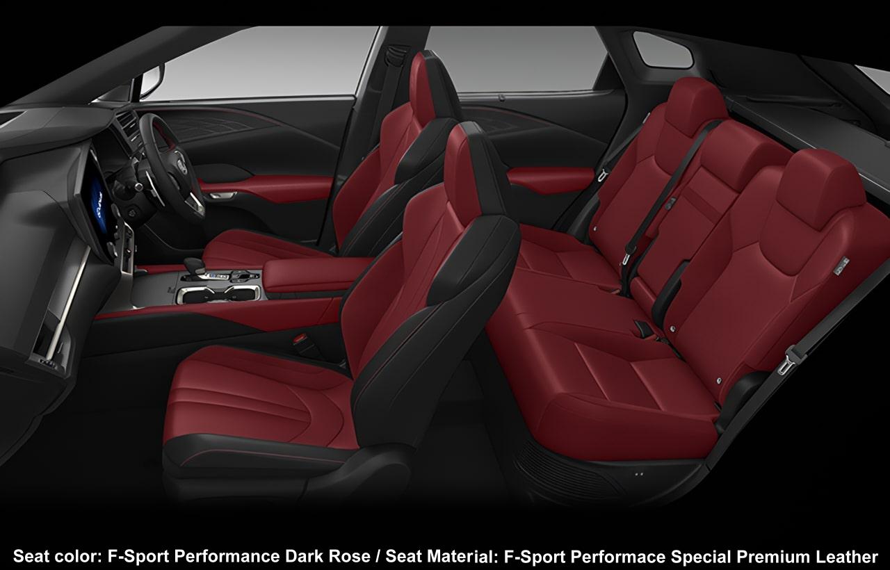 New Lexus RX500h F-Sport Performance photo: Interior view image (Dark Rose)