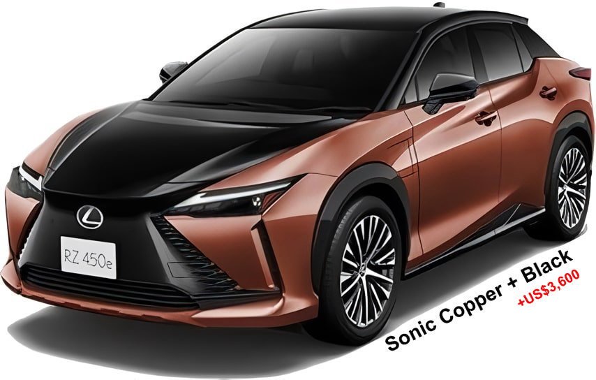 New Lexus RZ450e body color: SONIC COPPER + BLACK (+US$3,600)