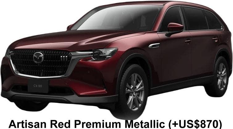 New Mazda CX80 body color: Artisan Red Premium Metallic (option color +US$870)