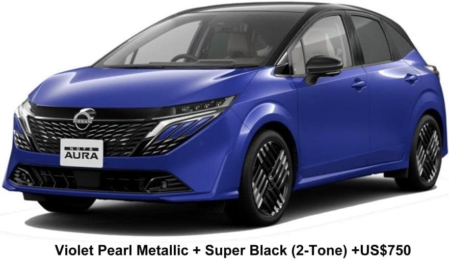 Nissan Aura e-Power body color: Violet Pearl Metallic + Super Black (2-Tone) +US$750