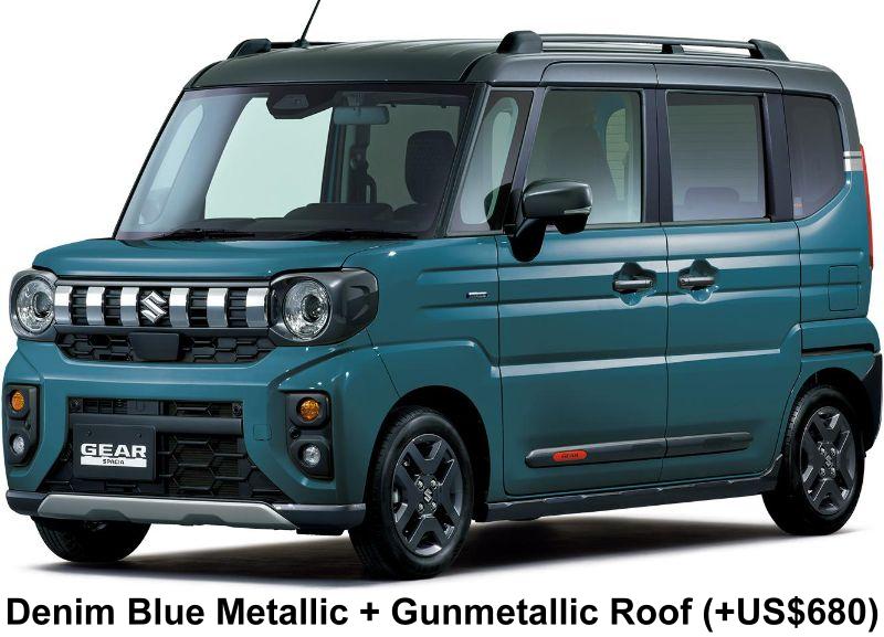 New Suzuki Spacia Gear body color: Denim Blue Metallic + Gunmetallic Roof (option color +US$680)