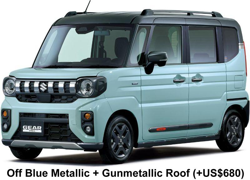 New Suzuki Spacia Gear body color: Off Blue Metallic + Gunmetallic Roof (option color +US$680)