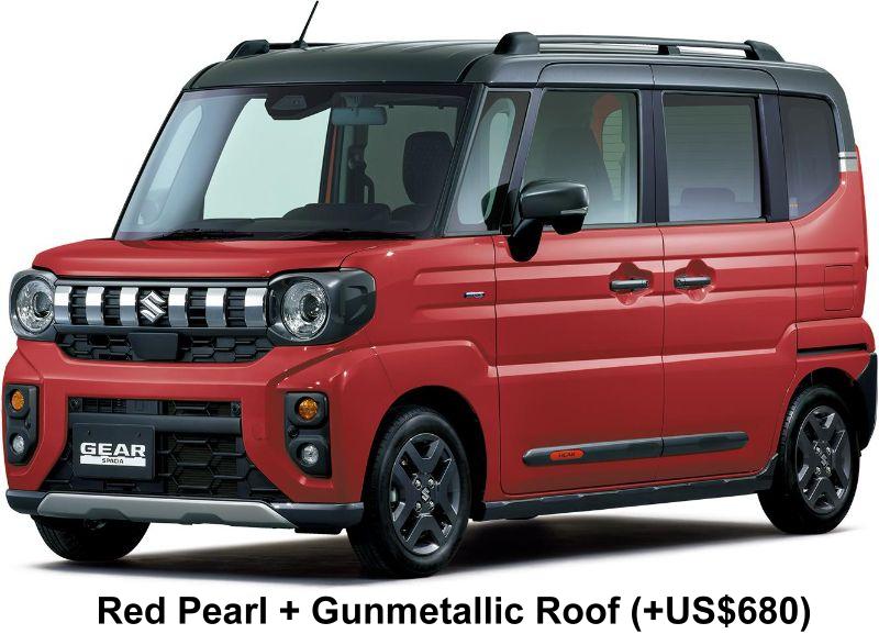 New Suzuki Spacia Gear body color: Red Pearl + Gunmetallic Roof (option color +US$680)