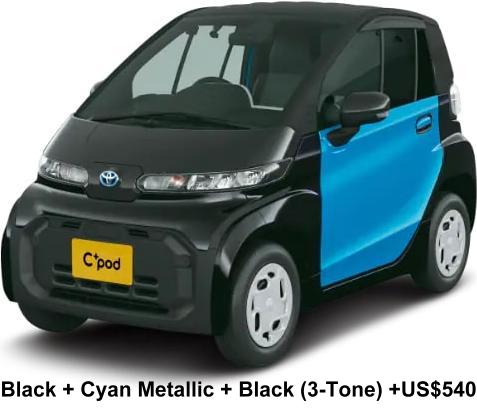 New Toyota C-Pod body color: Black Body + Cyan Metallic Door + Black Roof (3-Tone color) +US$540