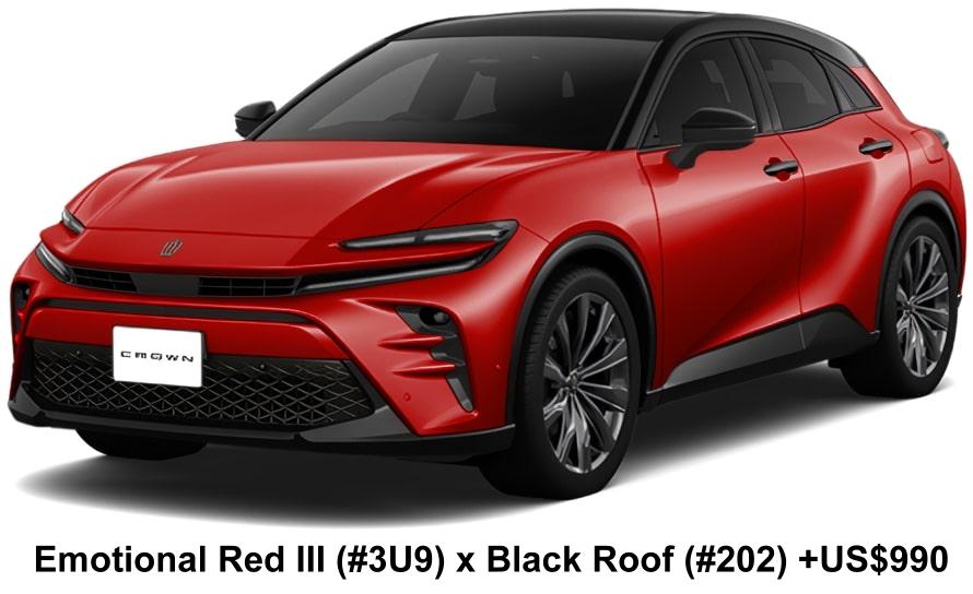 Toyota Crown Sport Z body color: Emotional Red III (#3U9) x Black Roof (#202) +US$990