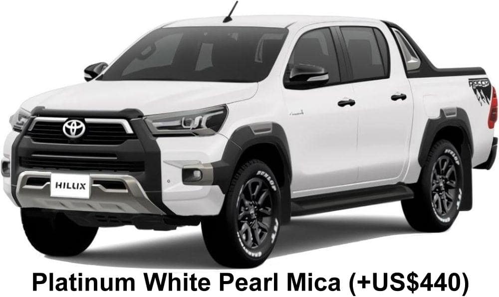 New Toyota Hilux Z Revo Rocco Edition body color: PLATINUM WHITE PEARL MICA (option color + US$440)