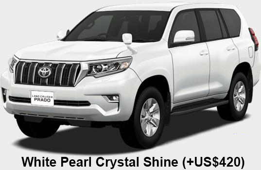 New Toyota Land Cruiser Prado TXL body color: WHITE PEARL CRYSTAL SHINE (OPTION COLOR +US$420)