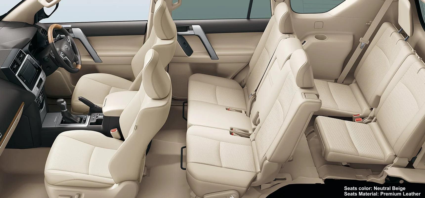 New Toyota Land Cruiser Prado TZG photo: Interior view image (Neutral Beige Premium Leather Seats)