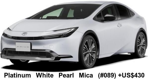 New Toyota Prius PHEV body color: PLATINUM WHITE PEARL MICA (color #089) option color +US$430