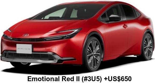 New Toyota Prius PHEV body color: emotional red ii (color #3u5) option color +US$650