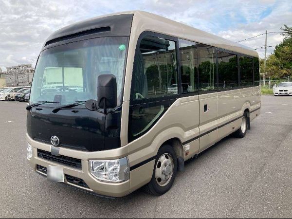 Stock No. BT1037 Used Toyota Coaster Bus 2019 Model photo: Front view image (front picture)