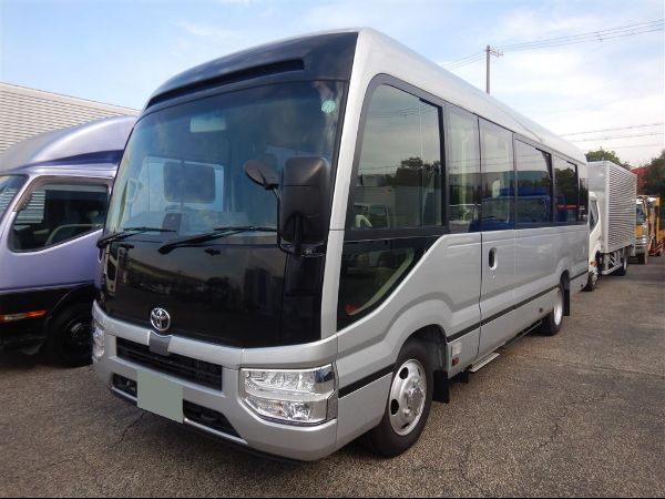 Stock No. BT1044 Used Toyota Coaster Bus 2025 Model photo: Front view image (front picture)