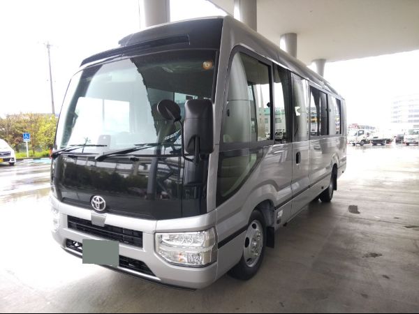 Stock No. BT1045 Used Toyota Coaster Bus 2026 Model photo: Front view image (front picture)